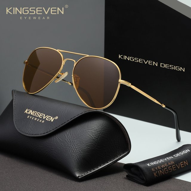 KINGSEVEN Sonnenbrille Aviator, Vollrand, Metall, Gold, Unisex - Bild 1