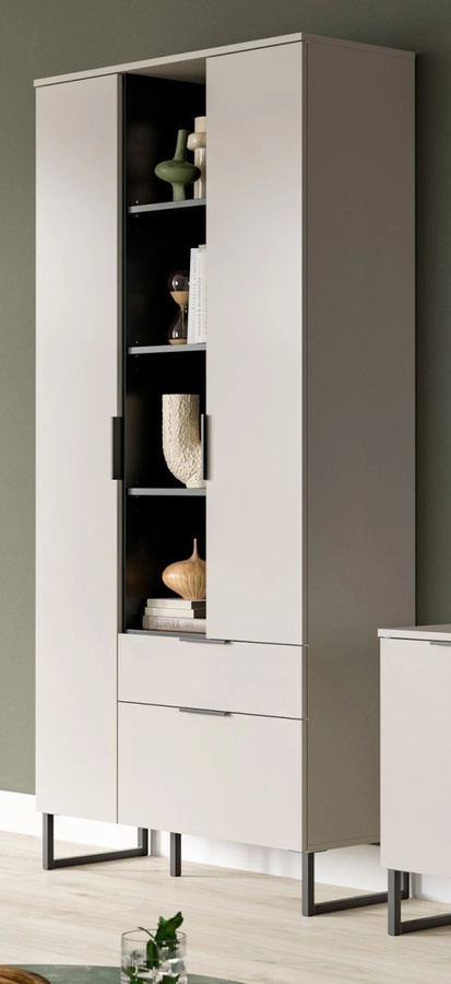 Stauraumschrank Morena von Inn.Furn in Kaschmir und Schwarz mit Soft-Close-Türen, Breite: 90 cm, Tiefe: 37 cm, Höhe: 192 cm - Bild 3