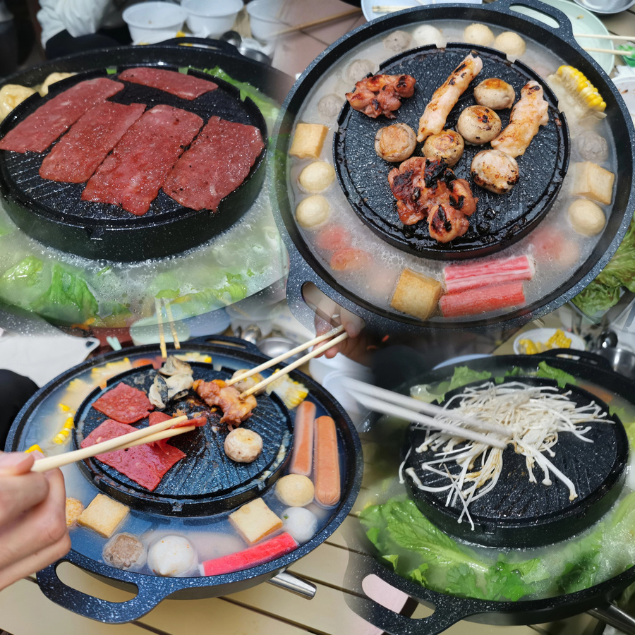 KOSUN Grillpfanne mit Trennwand, antihaftbeschichtet, Schwarz, Durchmesser: 34,0 cm, für Gas- und Induktionsherd - Bild 5