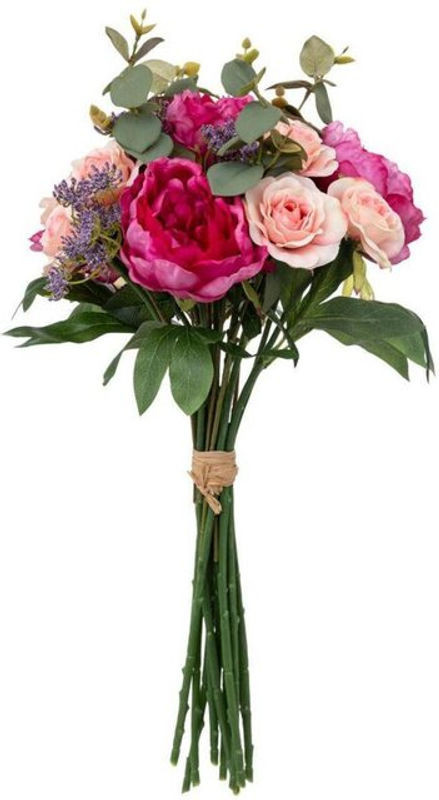 Atmosphera Künstlicher Blumenstrauß mit Eucalyptus in Rosa und Grün, Höhe: 35 cm - Bild 1