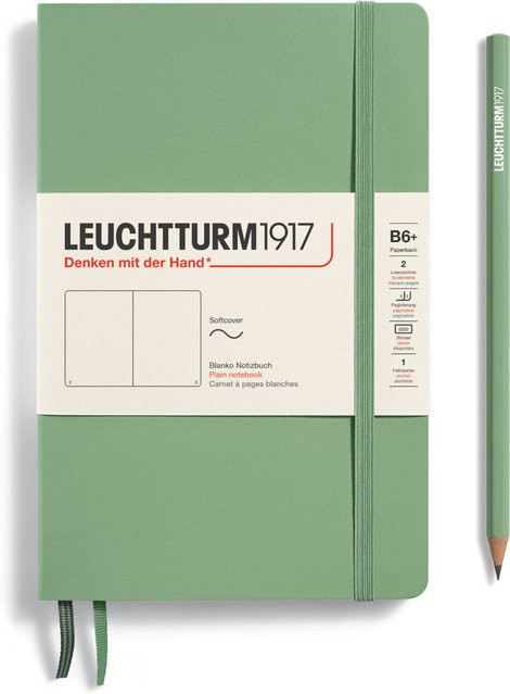 LEUCHTTURM1917 Notizbuch B6 Softcover blanko in Salbei mit Lesezeichen und Verschlussgummi - Bild 1
