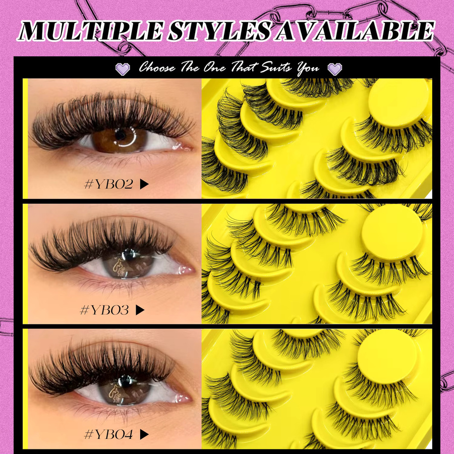 VELTRINAY Falsche Wimpern, Wispy, Natürlich aussehend, 3/4 Wimpern - Bild 4