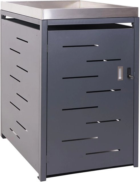 MCW 1er-Mülltonnenverkleidung H40 Mülltonnenbox und Pflanzkasten aus Edelstahl und Metall in Anthrazit, B/T/H: 125 x 69 x 84 cm - Bild 2