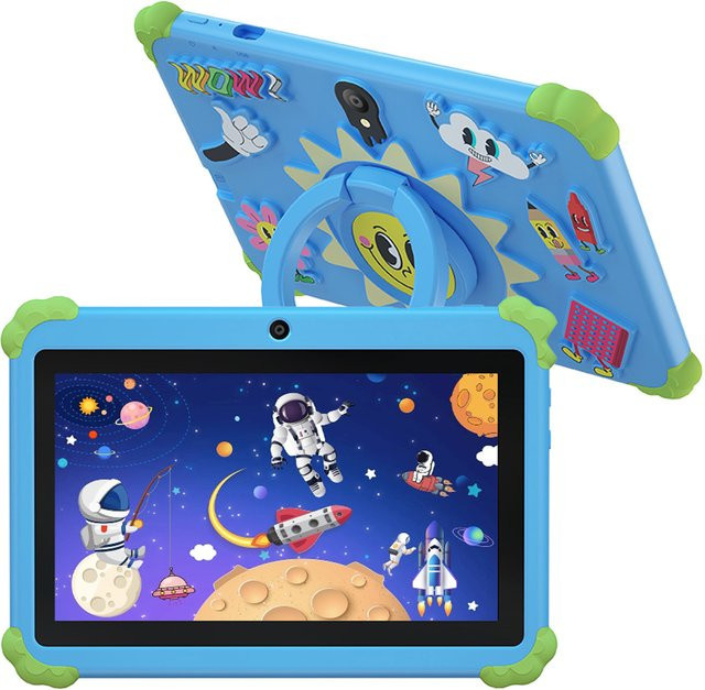 BDF Kinder Tablet mit Cartoon-Muster, 7 Zoll Display, Android 13, 4 GB RAM, 64 GB ROM, Blau - Bild 1