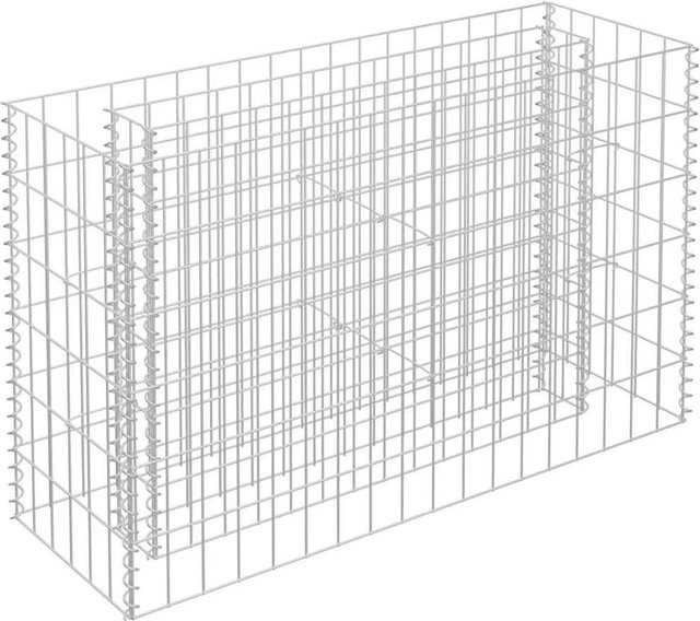 Furnicato Gabionen-Hochbeet aus verzinktem Stahl in Silber, B/T/H: 90 x 30 x 60 cm - Bild 1