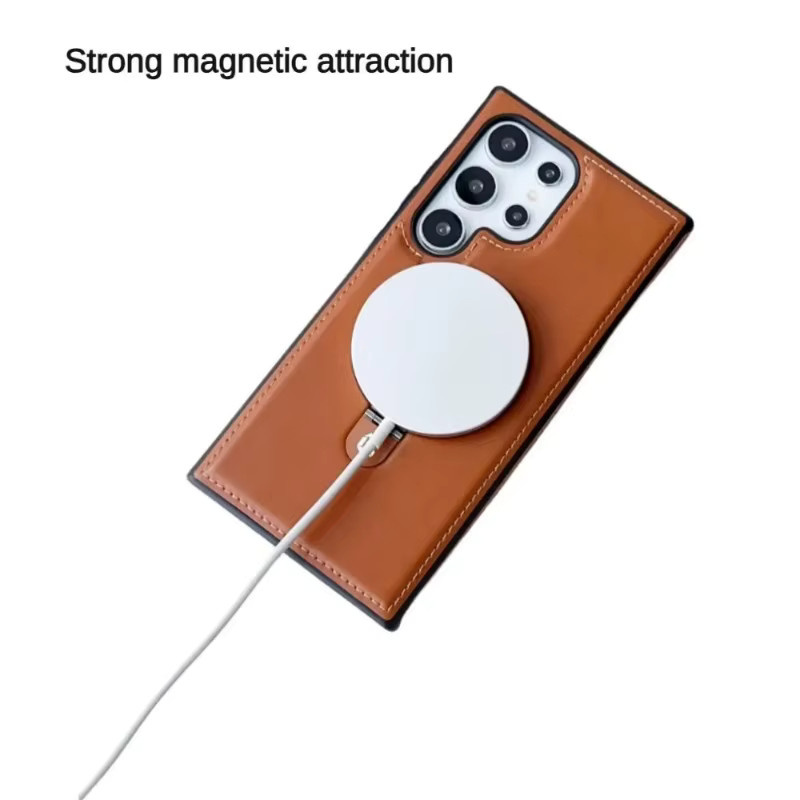Magnetische Handyhülle aus stoßfestem PU-Leder mit Ringhalter und Kickstand für Samsung Galaxy S24 S23 S22 Ultra Plus in Rot - Bild 3