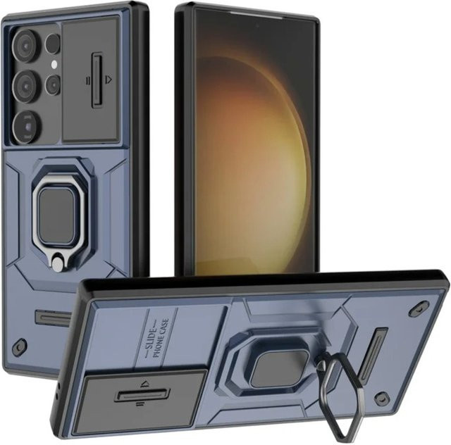 Magnetische Samsung Handyhülle mit Kamera-Schutz und Ständer in Schwarz für Samsung Galaxy S26 S25 S24 S23 Ultra Plus und weitere Modelle - Bild 1