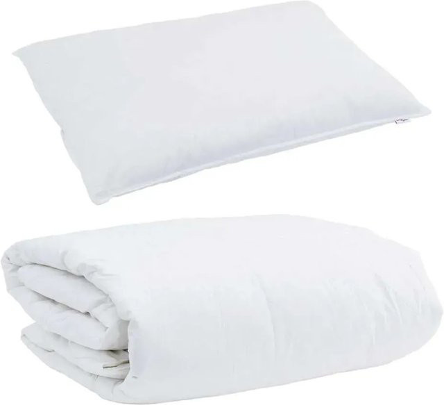vidaXL Winterbettdecke mit Kissen Set, 2-teilig, Weiß, Daunenfeder-Mix, atmungsaktiv und allergikerfreundlich - Bild 1