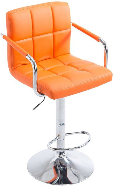TPFLiving Barhocker Luca mit Armlehnen aus Kunstleder in Orange und Chromoptik Metallgestell, Höhe: 112 cm, Sitzhöhe: 46 cm - Bild 1