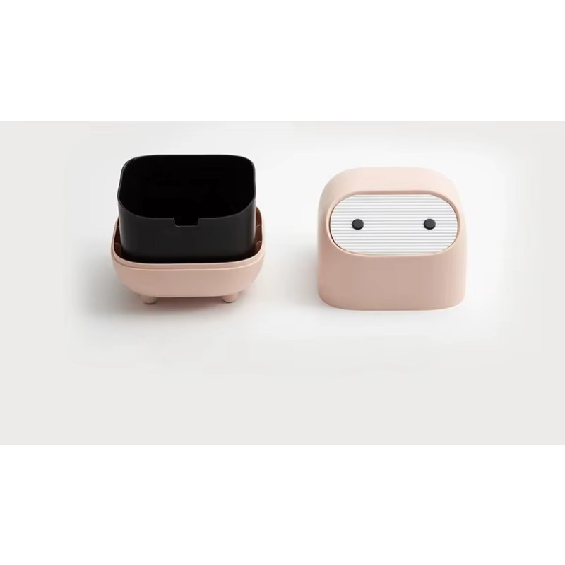 Ninja Mini-Desktop-Mülleimer mit Deckel und Aufbewahrungsfunktion, Gelb, Kunststoff - Bild 3