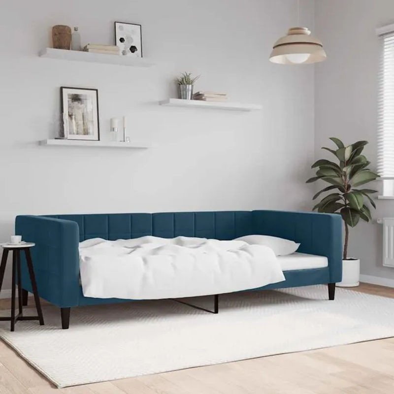 Vidaxl Schlafsofa mit Schlaffunktion aus Samt in Blau, B/T: 100 x 200 cm - Bild 1