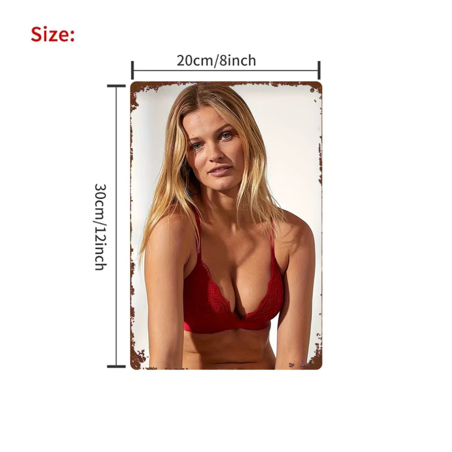 CIFBUY Blechschild Spitzendessous-Modell als Wanddekoration im Retro-Stil, B: 20,3 cm, H: 30,5 cm - Bild 2