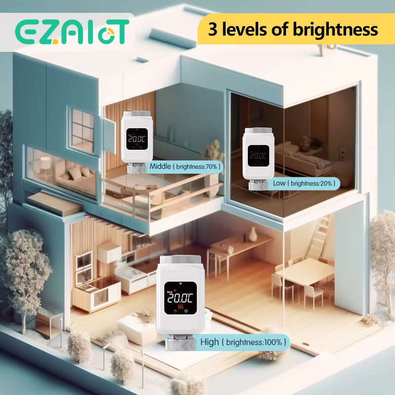 EZAIoT Smart WLAN-Heizkörperthermostat mit Tuya Stellantrieb, Temperatur-Heizungsregler in Weiß, kompatibel mit Alexa, Google Home und Yandex Alice - Bild 2