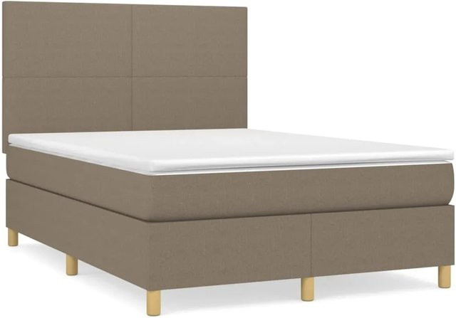 vidaXL Boxspringbett mit Matratze Hybrid-Design in Taupe, B/T: 140 x 190 cm - Bild 1