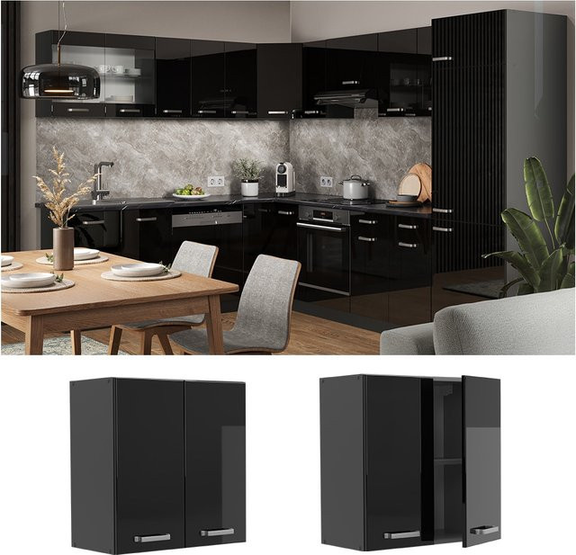 Vicco Hängeschrank R-Line Küchenschrank modern Anthrazit Schwarz B: 60 cm, H: 31 cm, T: 31 cm - Bild 1