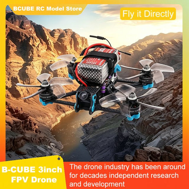 B-CUBE 3-Zoll FPV Drohnen-Rahmenkit aus Kohlefaser in Schwarz für Racing-Quadcopter mit Unterstützung für INAV, Betaflight und Ardupilot Flugsteuerungen - Bild 1