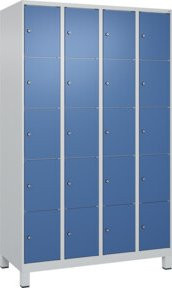 C+P Schließfachschrank Classic PLUS mit 4 Abteilen und Füßen, Farbe Grau und Blau, B/T/H: 120 x 50 x 195 cm - Bild 1