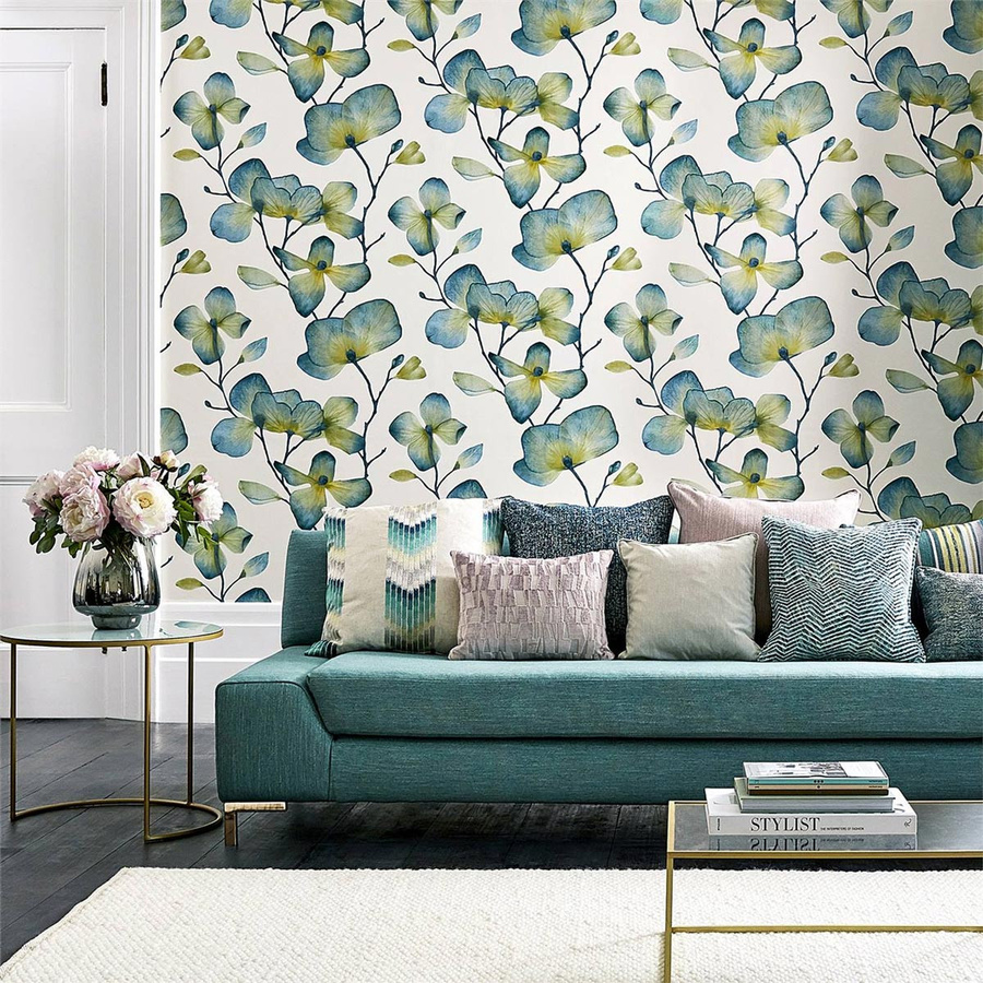 Harlequin Tapete Kienze Marine/Zest in Türkis und Multicolour mit floralem Botanical-Design aus Vlies - Bild 1
