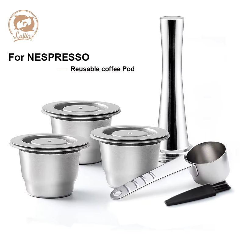Wiederverwendbare Edelstahlkapsel in Silber für Nespresso Maschinen wie Essenza Mini, Inissia und Pixie, nachfüllbare Kaffeepads mit Gummidichtung - Bild 2
