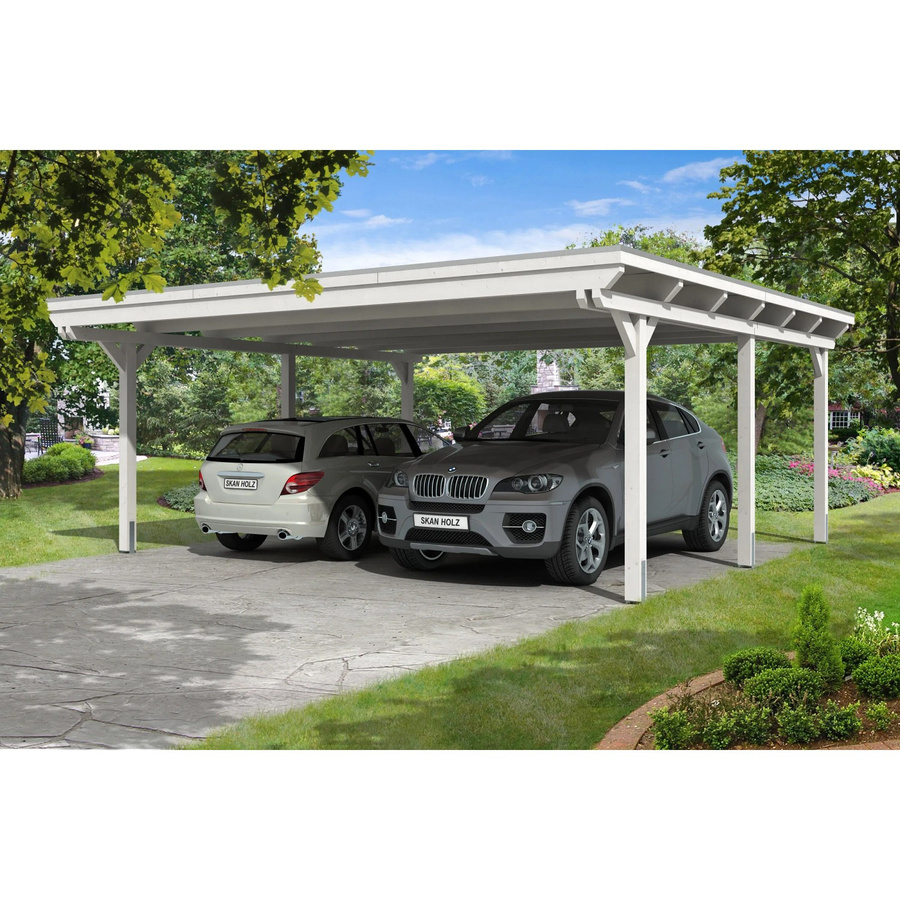 Skan Holz Carport Emsland aus Leimholz in Weiß, B/T: 613 x 604 cm, Firsthöhe: 248 cm - Bild 2