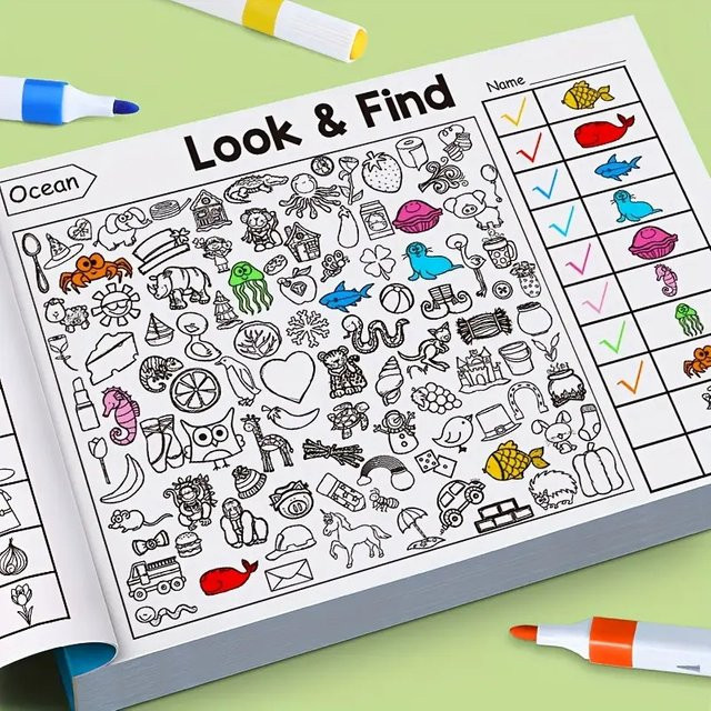 Interaktives Malbuch für Kinder mit über 800 Motiven aus den Bereichen Tiere, Transport, Zahlen und Buchstaben, 32 Seiten, Mehrfarbig - Bild 1