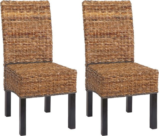 CHEFGASTRO Esszimmerstuhl 2er-Set Malibu Korbstühle aus Bananengeflecht und Mahagoniholz in Braun, H x B x T: 96 x 46 x 41 cm, Sitzhöhe: 46 cm - Bild 1