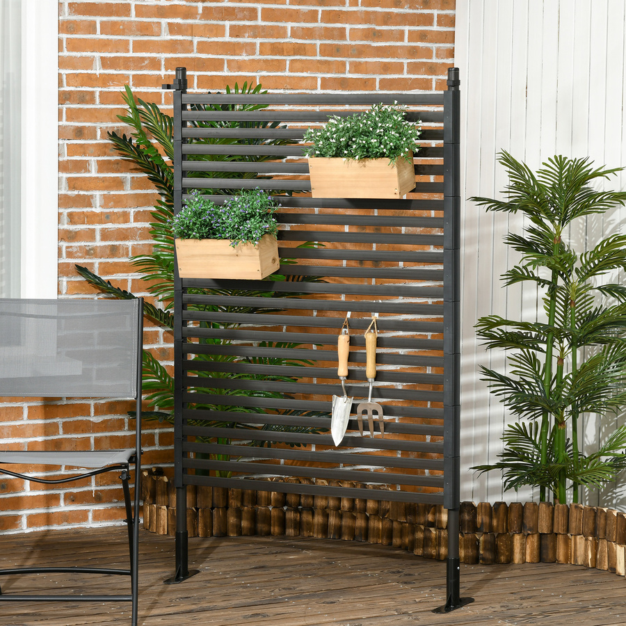 Outsunny Dekorativer Gartenzaun als Steckzaun in Braun mit Fuß, B/H: 93 x 150 cm - Bild 2