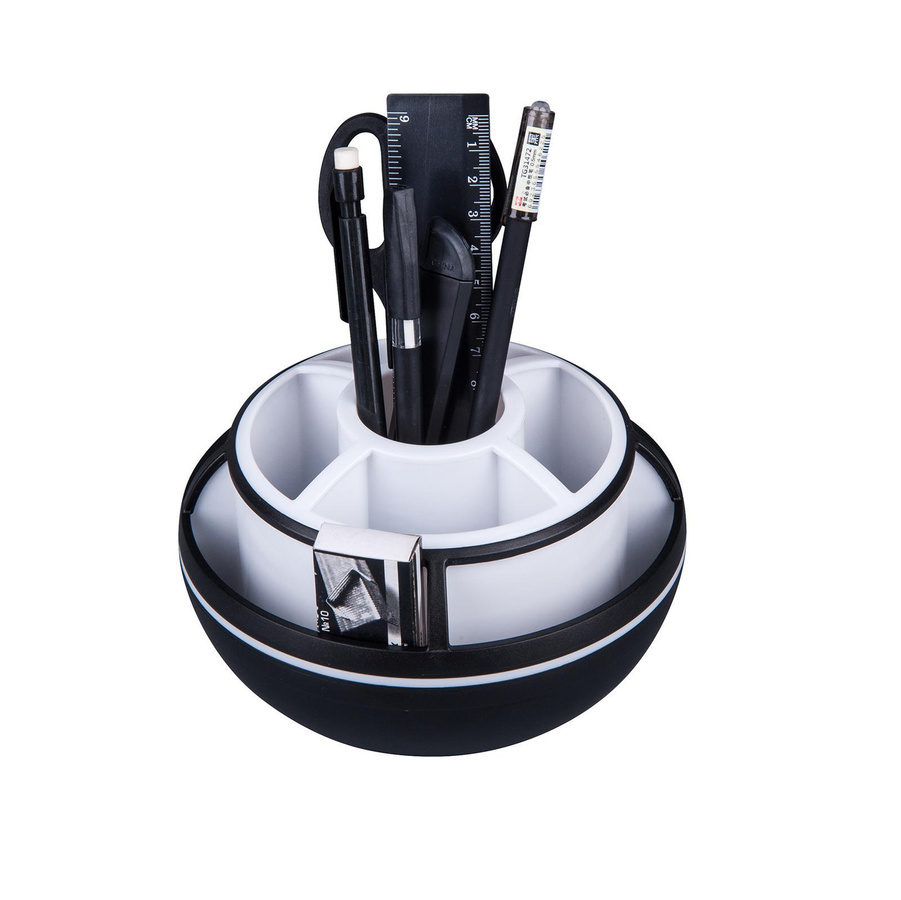 JIELISI 360 Grad drehbarer Stifthalter mit 9 Fächern für Büro und Schule, Schwarz, Breite: 14,5 cm, Tiefe: 14,5 cm, Höhe: 9,0 cm - Bild 2