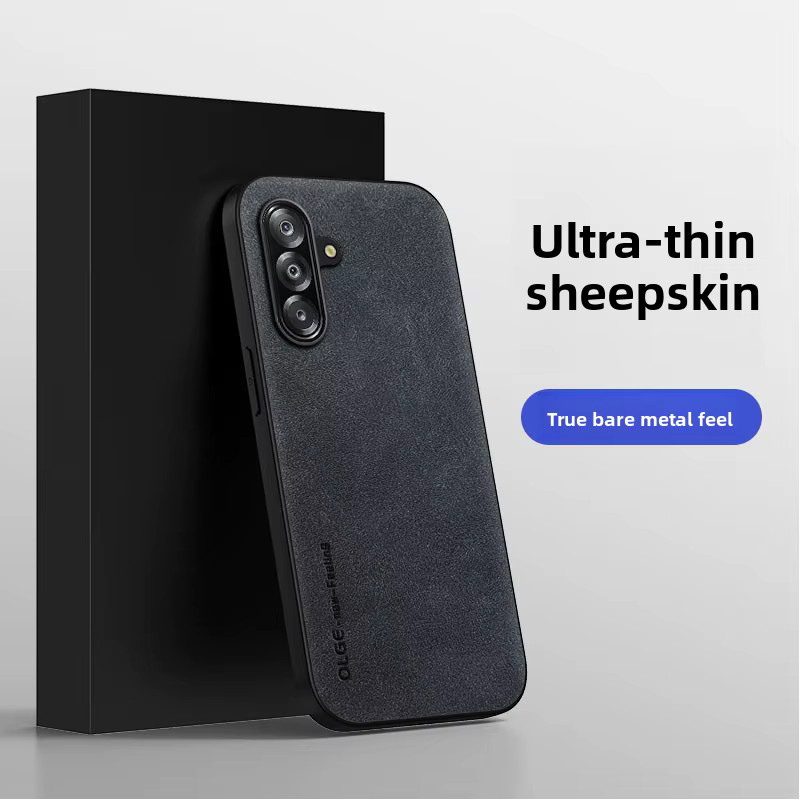 Lederhülle mit Lammfell für Samsung Galaxy A57 A37 A27 A17 A56 A36 A26 A16 A06 A55 A35 A25 A15 A05S A54 A34 in Braun - Bild 2