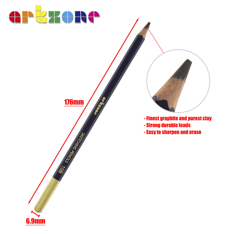 ARTZONE Professionelles Graphit-Bleistift-Set mit 12 Teilen, Stärken 6H-12B zum Zeichnen und Skizzieren - Bild 3