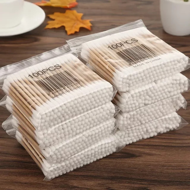 vvocci Baby-Wattestäbchen, biologisch abbaubar, chlorfrei, 100 Stück - Bild 1