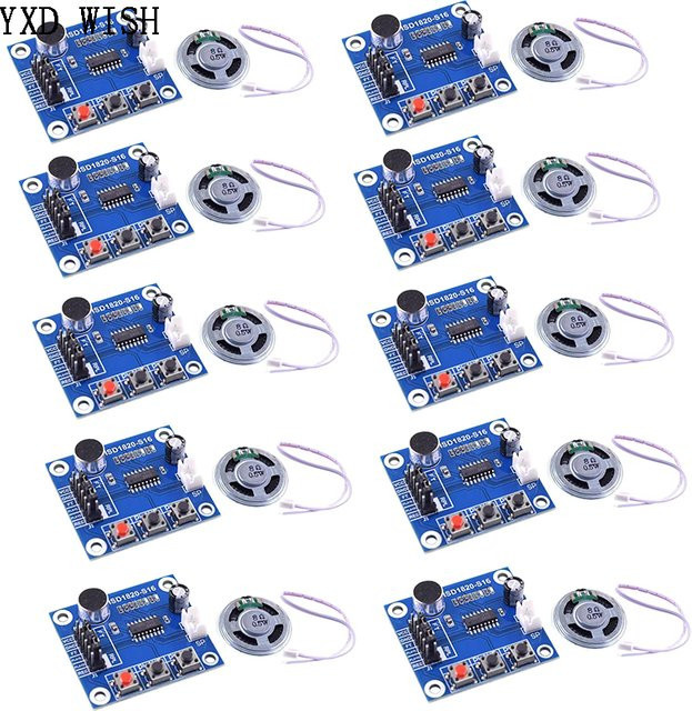 10er Set ISD1820 Sprachaufnahmemodul mit Mikrofon und Lautsprecher in Blau für DIY-Projekte - Bild 1