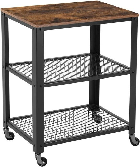 Vasagle Servierwagen mit 3 Ebenen im Industrie-Design, Farbe Braun-Schwarz, B/T/H: 40 x 60,6 x 78 cm - Bild 1