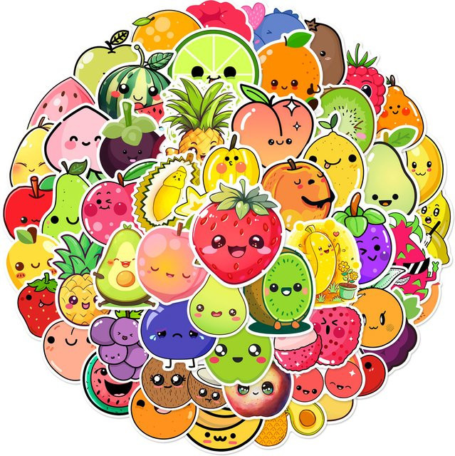 Kawai Cartoon Obst Meme Aufkleber Set in Multicolour für DIY Scrapbooking und Dekoration von Laptop oder Wasserflasche - Bild 1