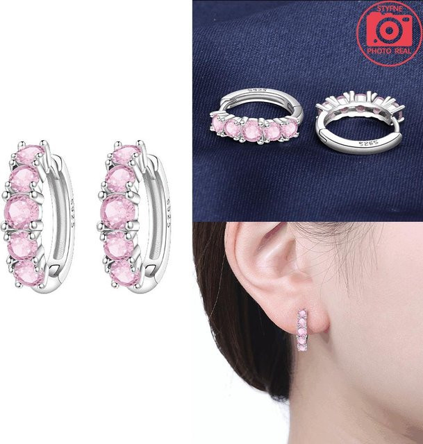 Ohrringe 925 Silber, Schmetterling, Liebesherzen, Zirkonia, Damen - Bild 1