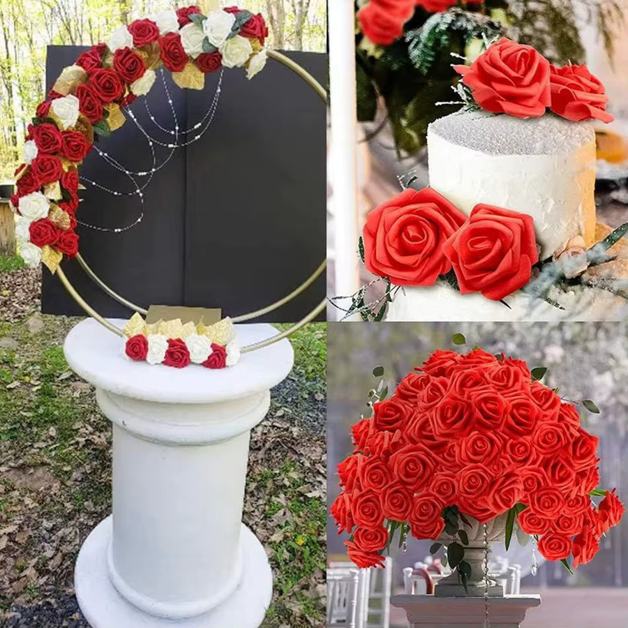 Künstliche Rosen von XIAOYINMO in Rot und Weiß für Hochzeiten, Valentinstag und Dekorationen - Bild 2