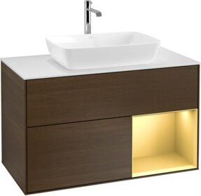 V&B Waschtischunterschrank Finion 100 mit Wandbeleuchtung in Weiß lackiert - Bild 1