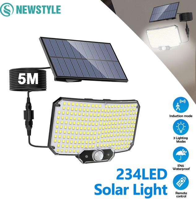 LED Solar-Flutlicht mit Bewegungsmelder für den Außenbereich, wasserdichte Solar-Wandleuchte für Garten und Sicherheit, Farbe: Weiß - Bild 1