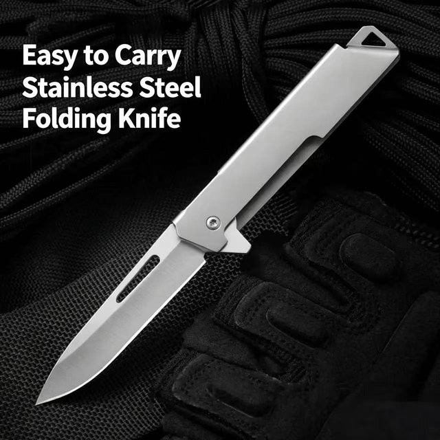 Tragbares EDC-Klappmesser aus Edelstahl in Silber für Bastelarbeiten und zum Paketöffnen - Bild 1