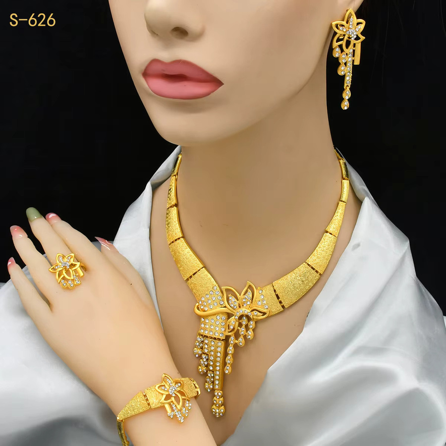 Schmuckset Halskette, Ohrringe, vergoldet, Zirkonia, Damen - Bild 3