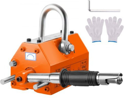 VEVOR Magnetheber aus Stahl in Orange mit 400 kg Zugkapazität und Neodym-Kern für Schwerlastanwendungen - Bild 1