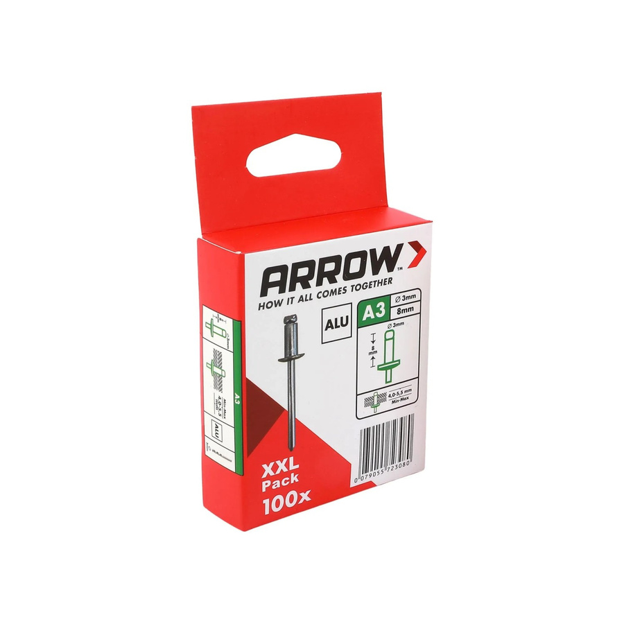 Arrow Blindniete aus Aluminium Ø 3 mm x 8 mm, 100 Stück - Bild 2