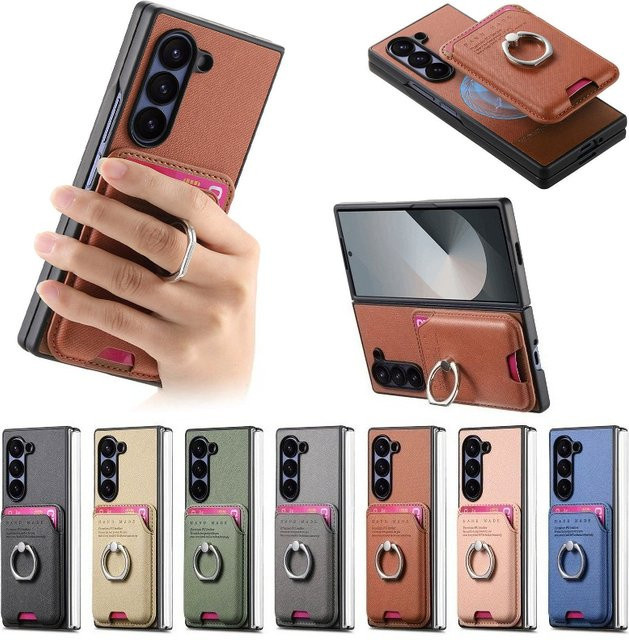 Samsung MagSafe Anti-Rutsch-Hülle mit magnetischem Kartenhalter und 2-in-1-Ringständer für Galaxy Z Fold in Beige - Bild 1