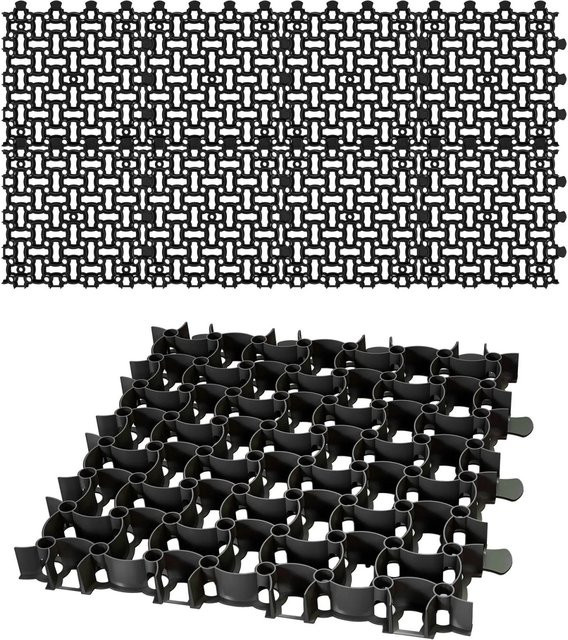 BigDean Rasengitter Paddockplatten aus Kunststoff in Schwarz, 8 Stück, B/T/H: 50 x 50 x 4 cm - Bild 1