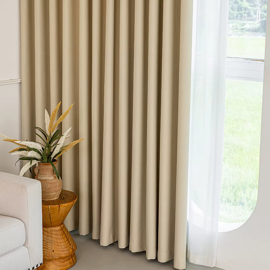 CENTURyMiG Verdunkelungsvorhang aus Chenille in Beige mit Wellenmuster und Eisenringen zur Geräuschreduzierung und Isolierung - Bild 3