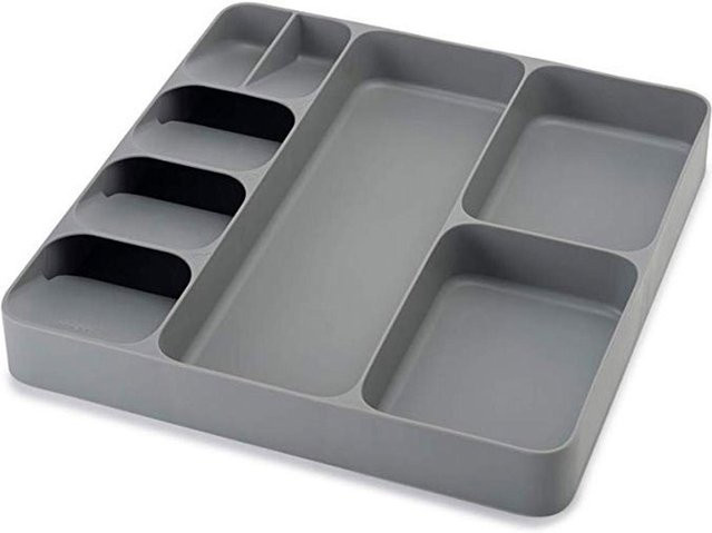 CosyHome Besteckschubladen-Organizer 3 in 1 aus Kunststoff mit Trennfächern in Grau - Bild 1