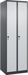 C+P Spind Classic PLUS Garderobenschrank mit 2 Abteilen in Anthrazitgrau und Lichtgrau, H: 185 cm, B: 60 cm, T: 50 cm - Bild 1