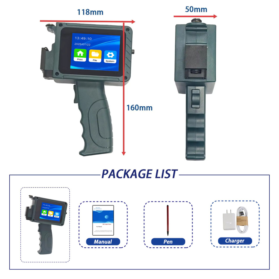 DCODE DC15 Tragbarer Handheld-Tintenstrahldrucker für QR-Codes, Barcodes, Logos und Texte mit 12,7mm Druckbreite - Bild 5