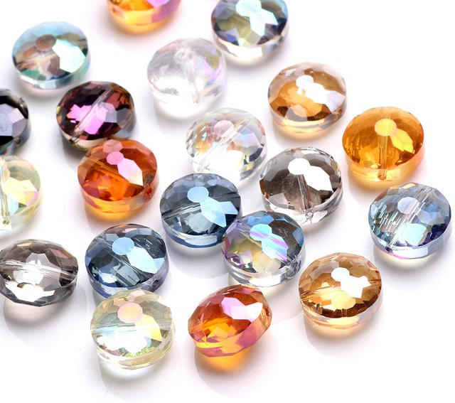 YUANZHIRUN Kristallglasperlen, 14 mm, facettiert, rund, Unisex - Bild 1