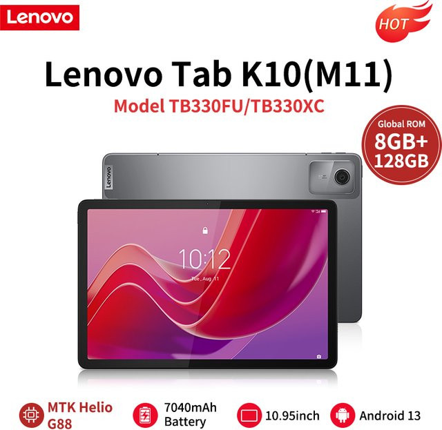 Lenovo Tab K10 M11 Tablet mit 128 GB Speicher, 8 GB RAM, 11 Zoll 90Hz Display, WLAN und LTE, Android 13, MediaTek Helio G88 - Bild 1